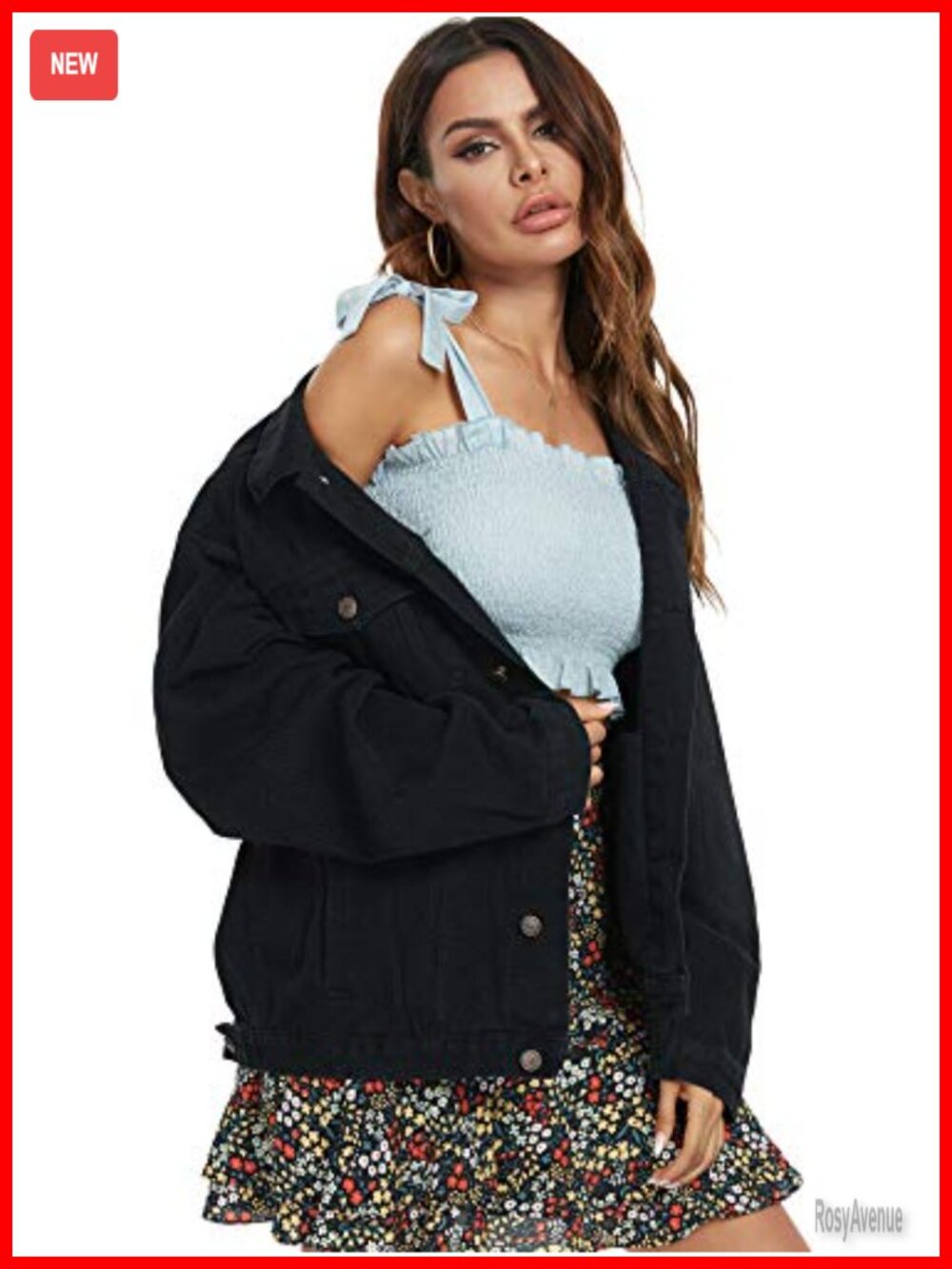Oversized Denim Jacket Button Front 4 Pocket Long Sleeve 100% Cotton - Picture 3 of 6